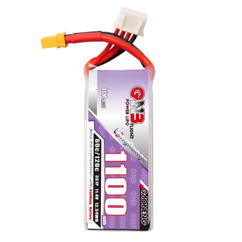 2PCS - GAONENG GNB LiHV 3S 11.4V 1100mAh 60C XT30 LiPo Battery LongRange