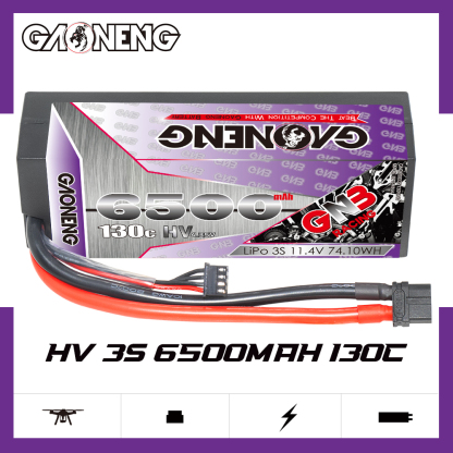 GAONENG GNB LiHV 3S 11.4V 6500mAh 130C Cabled Hard Case LiPo Battery XT60