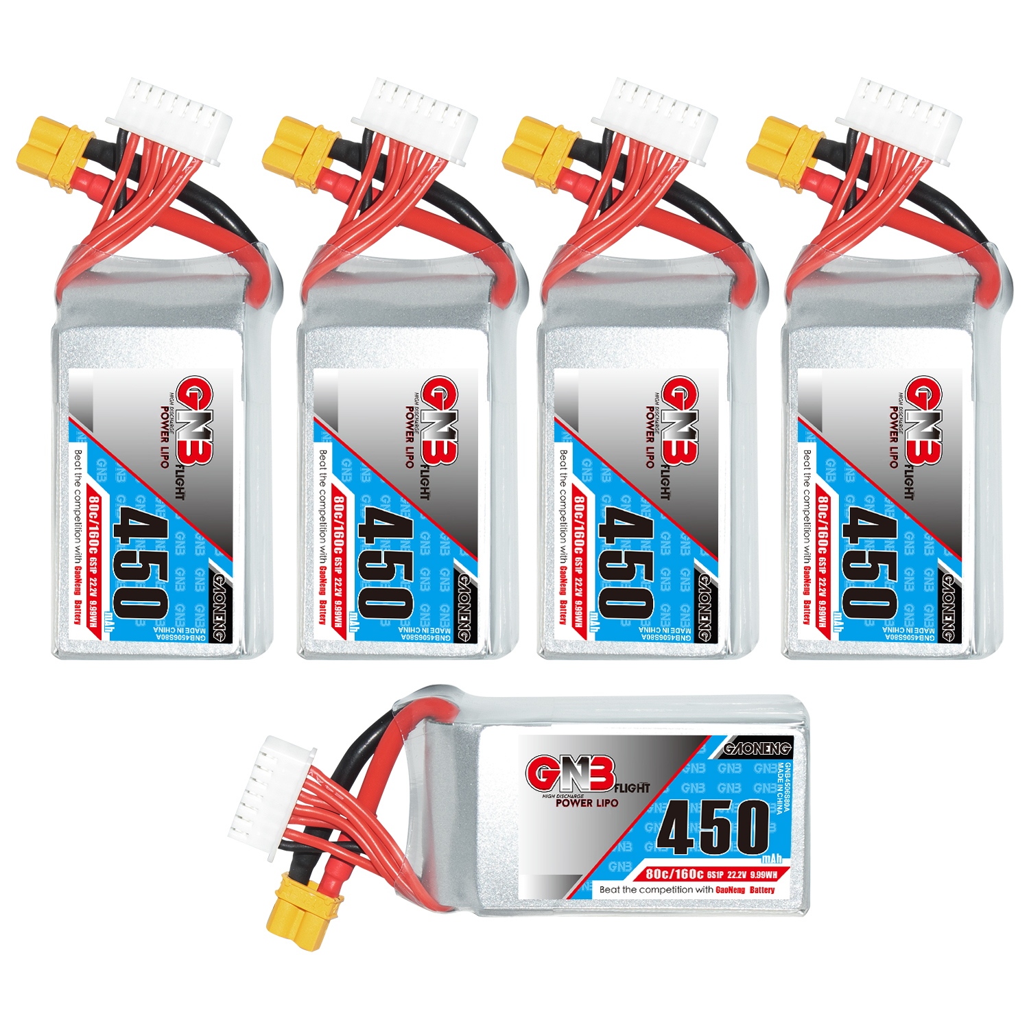 GAONENG GNB 6S 22.2V 450mAh 80C XT30 LiPo Battery