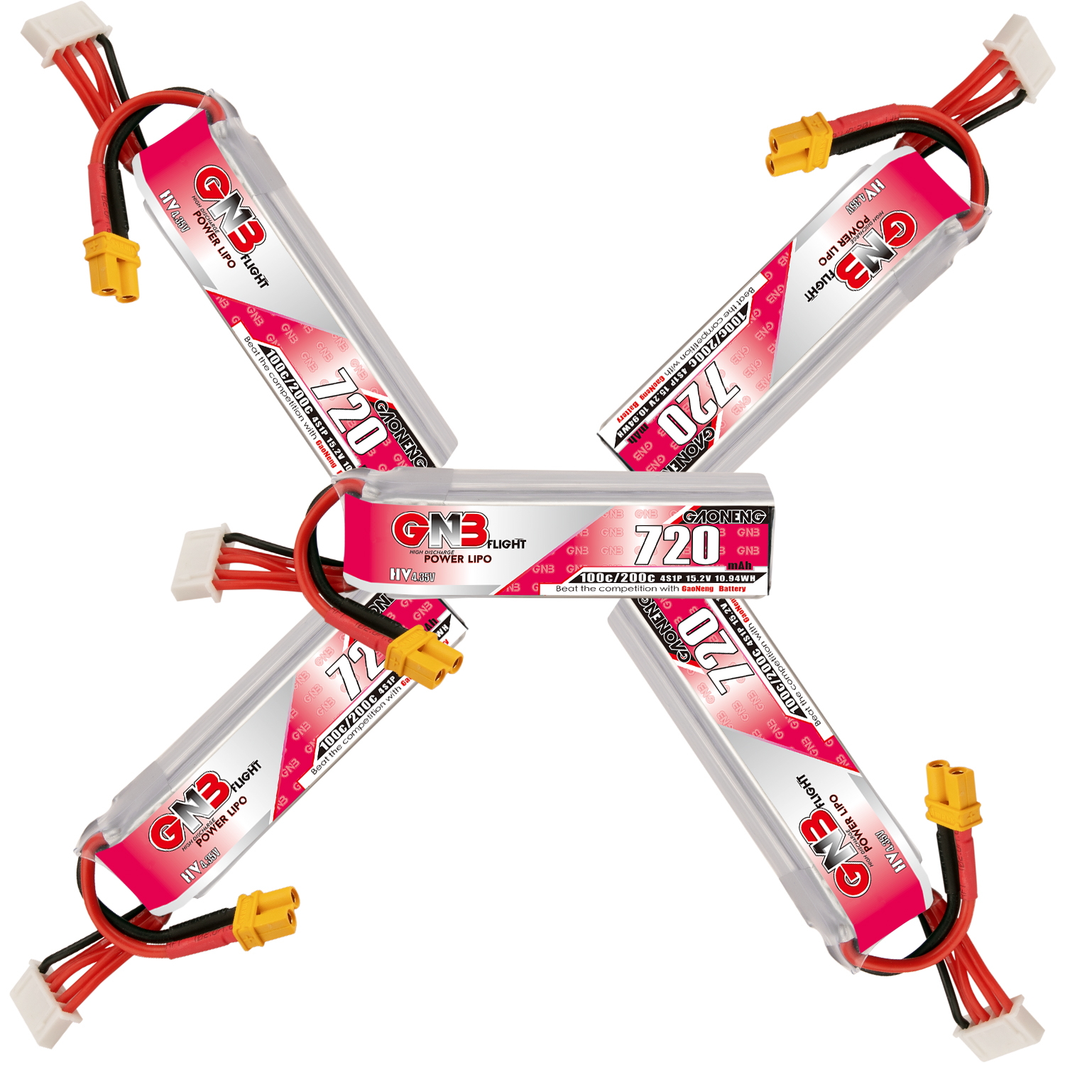 GAONENG GNB LiHV 4S 15.2V 720mAh 100C XT30 LiPo Battery Long Type