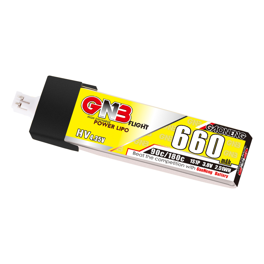4PCS - GAONENG GNB LiHV 1S 3.8V 660mAh 90C PH2.0 Plastic Head LiPo Battery