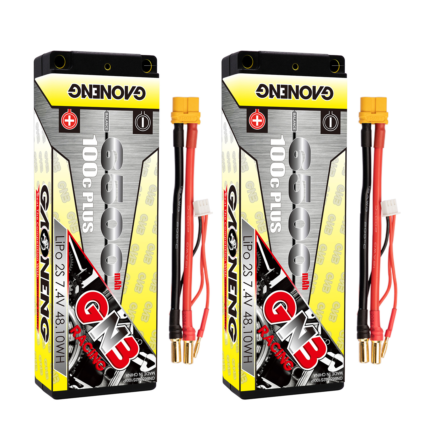 GAONENG GNB 2S 7.4V 6500mAh 100C 5mm Bullet Hard Case LiPo Battery