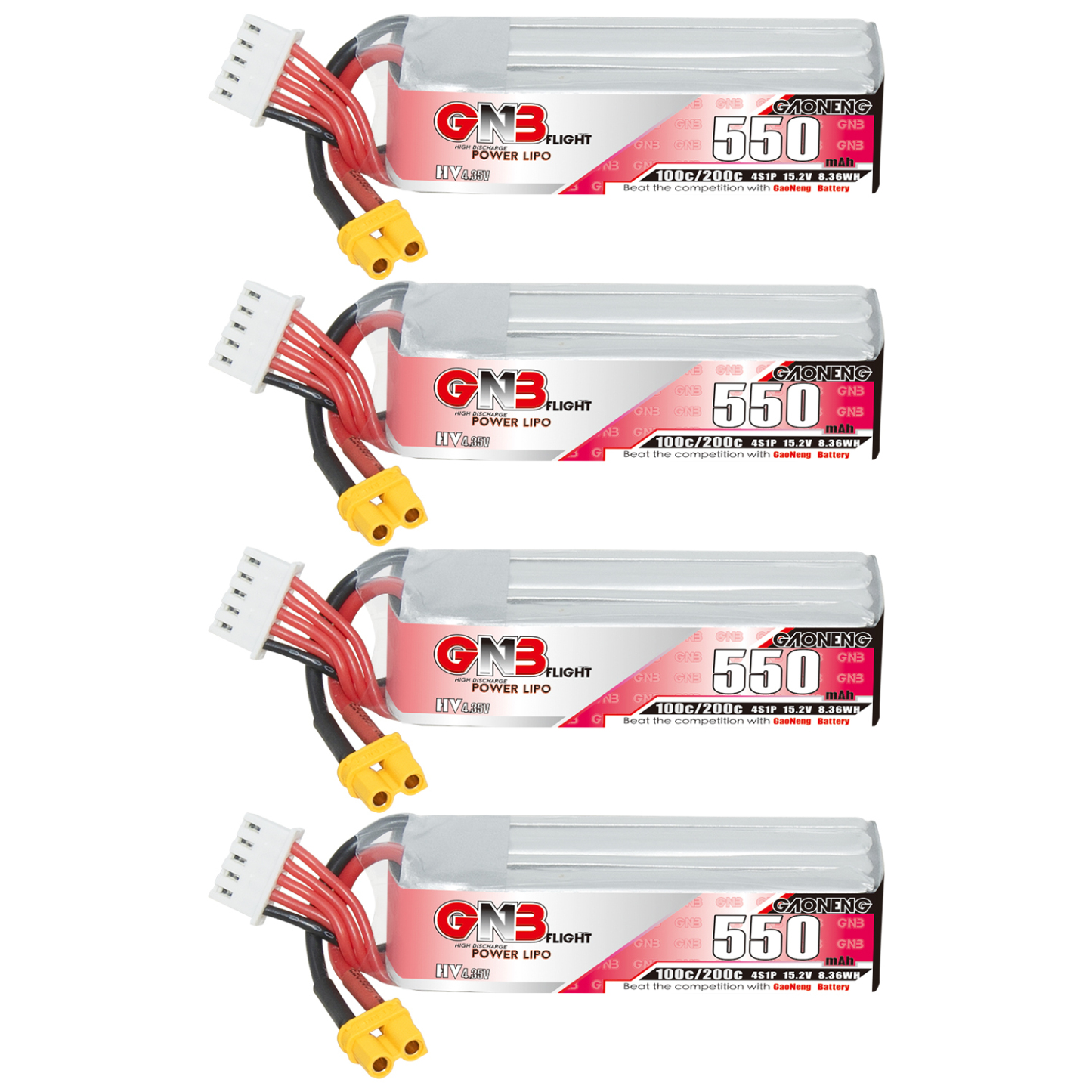 GAONENG GNB LiHV 4S 15.2V 550mAh 100C XT30 LiPo Battery Long Type