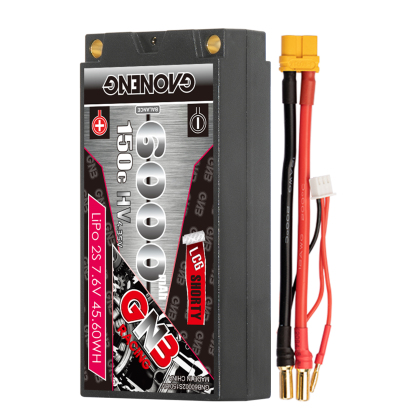 GAONENG GNB LiHV 2S 7.6V 6000mAh 150C LCG Shorty Pack 5mm Bullet Hard Case LiPo Battery