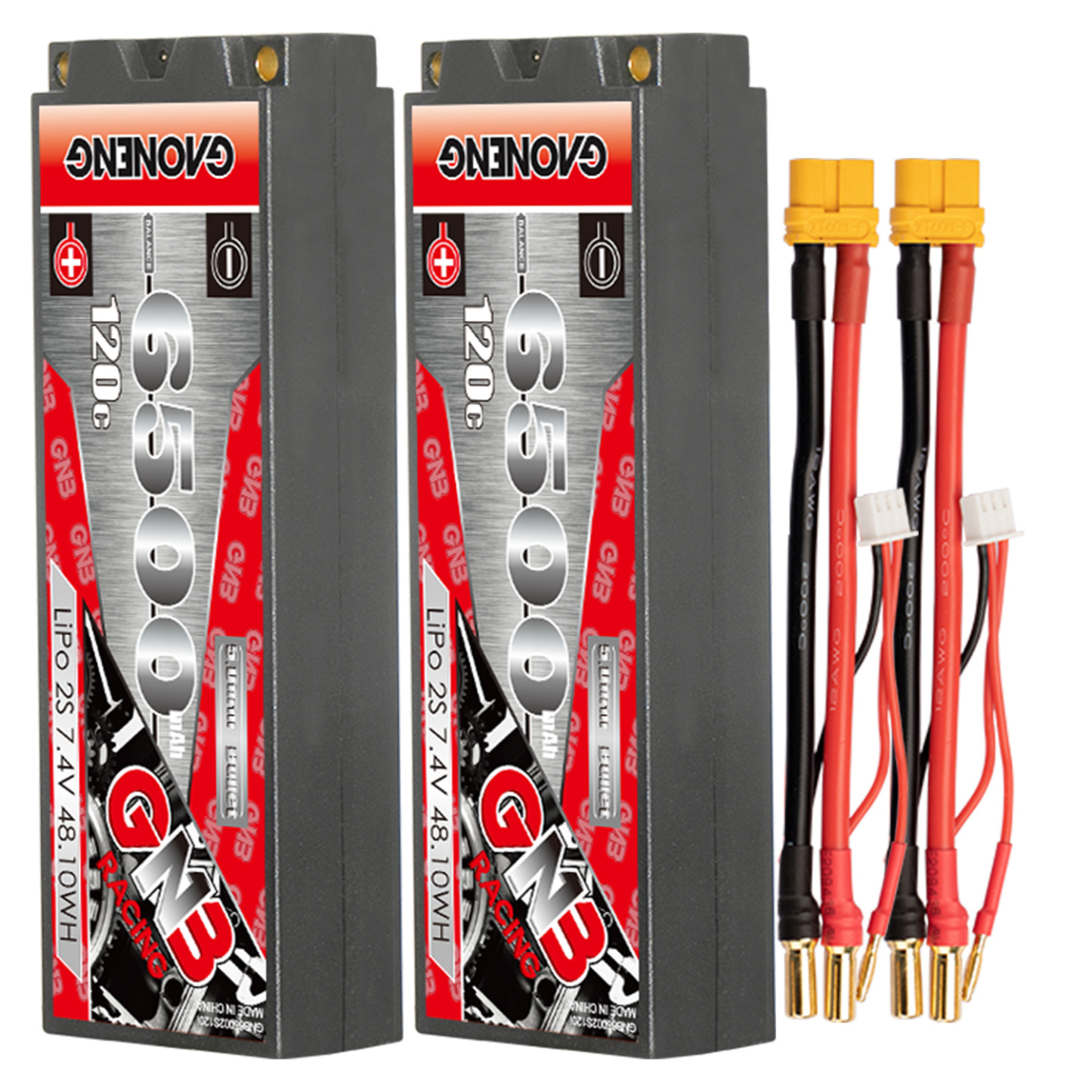 GAONENG GNB 2S 7.4V 6500mAh 120C 5mm Bullet Hard Case LiPo Battery