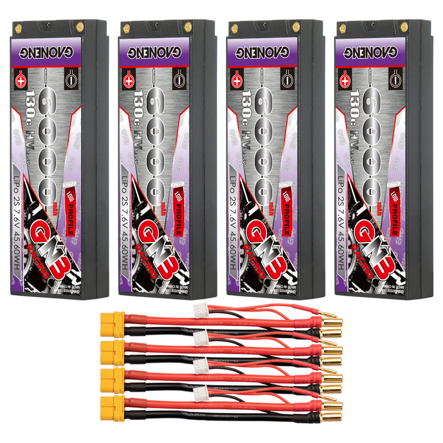 GAONENG GNB LiHV 2S 7.6V 6000mAh 130C LCG 5mm Bullet Hard Case LiPo Battery