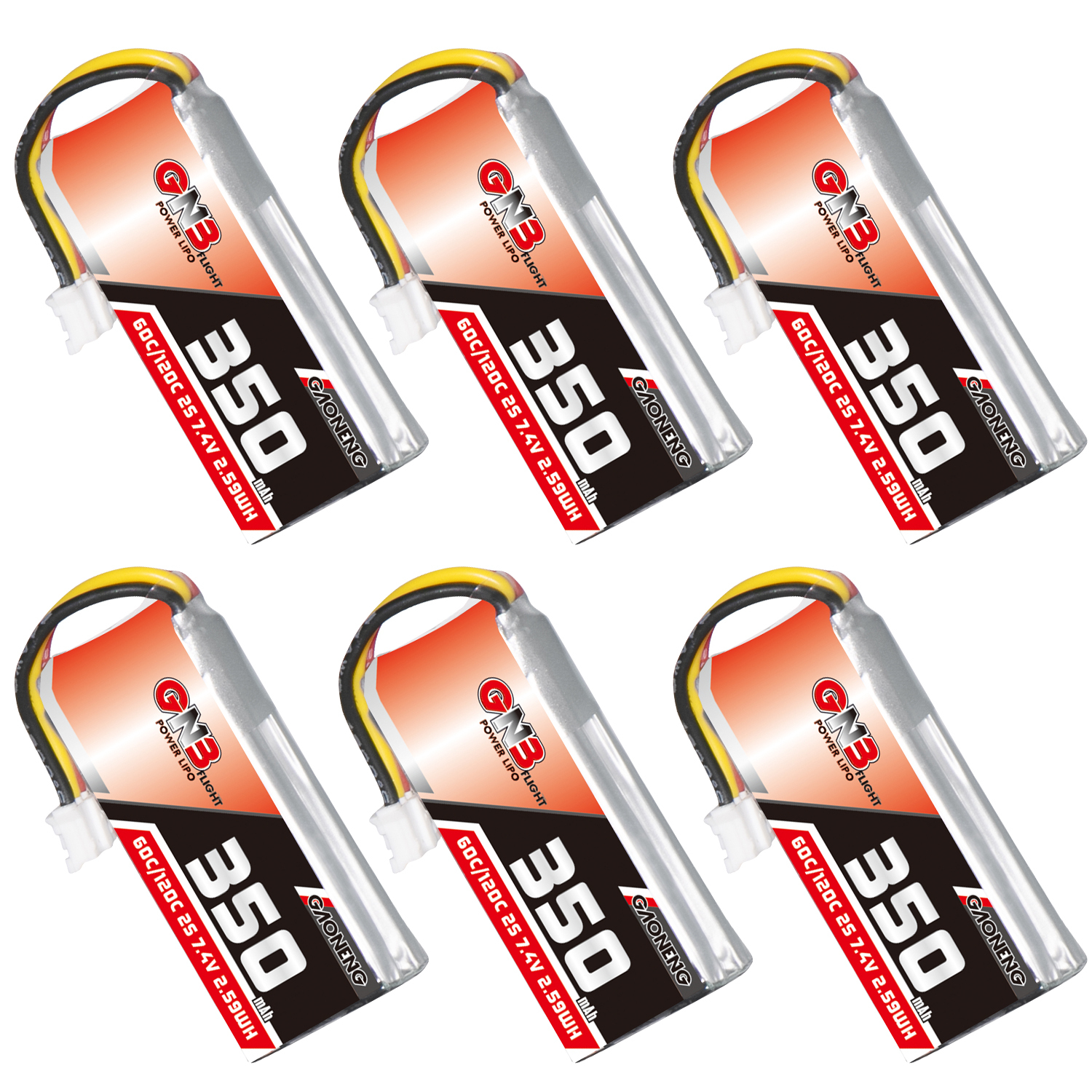 GAONENG GNB 2S 7.4V 350mAh 60C LiPo Battery PH2.0 3Pin Connector