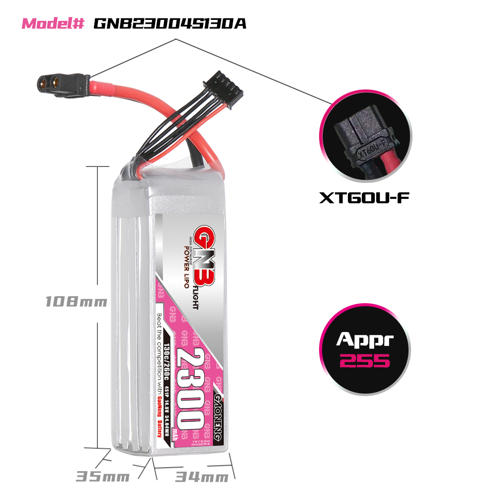 GAONENG GNB 4S 14.8V 2300mAh 130C XT60 LiPo Battery