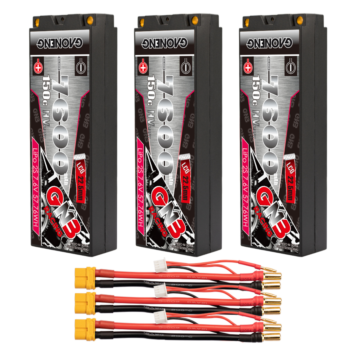 GAONENG GNB LiHV 2S 7.6V 7600mAh 150C LCG Hard Case LiPo Battery