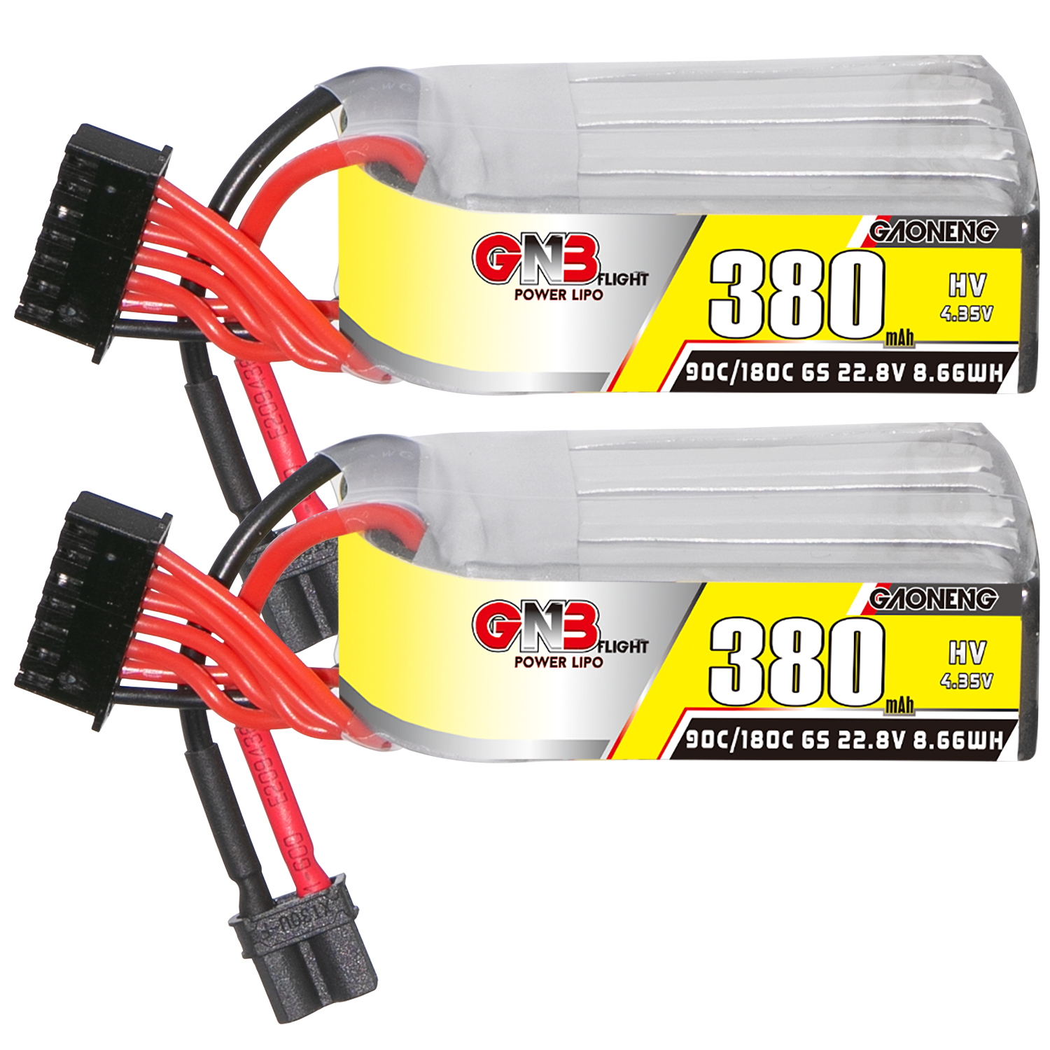 2PCS - GAONENG GNB LiHV 6S 22.8V 380mAh 90C XT30 LiPo Battery