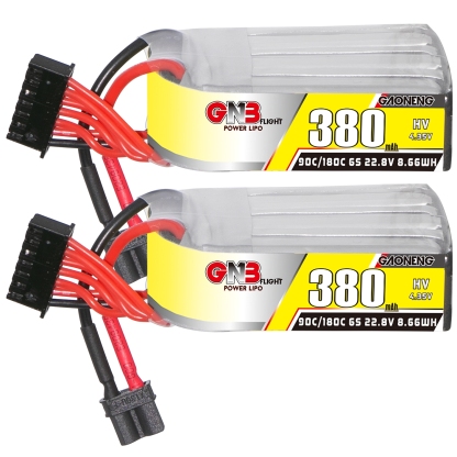 2PCS - GAONENG GNB LiHV 6S 22.8V 380mAh 90C XT30 LiPo Battery