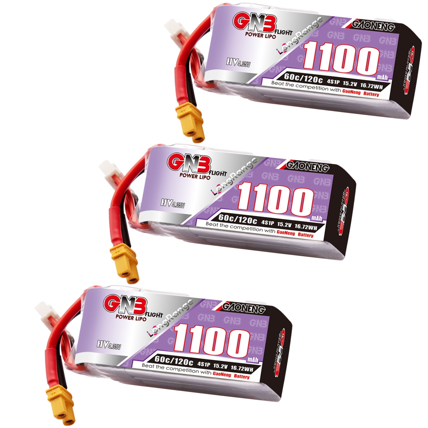 GAONENG GNB LiHV 4S 15.2V 1100mAh 60C XT30 LiPo Battery LongRange