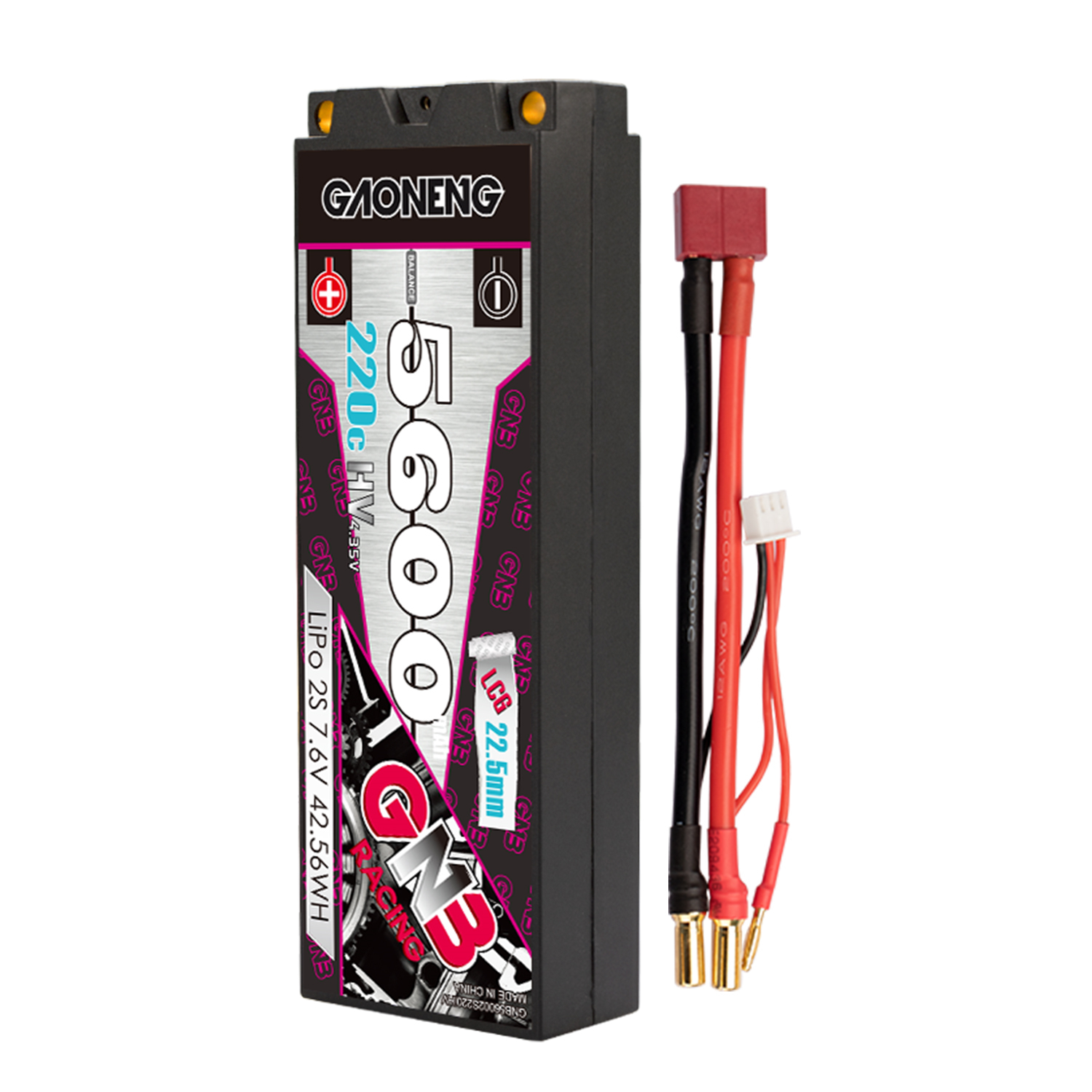 GAONENG GNB LiHV 2S 7.6V 5600mAh 220C Hard Case LCG LiPo Battery