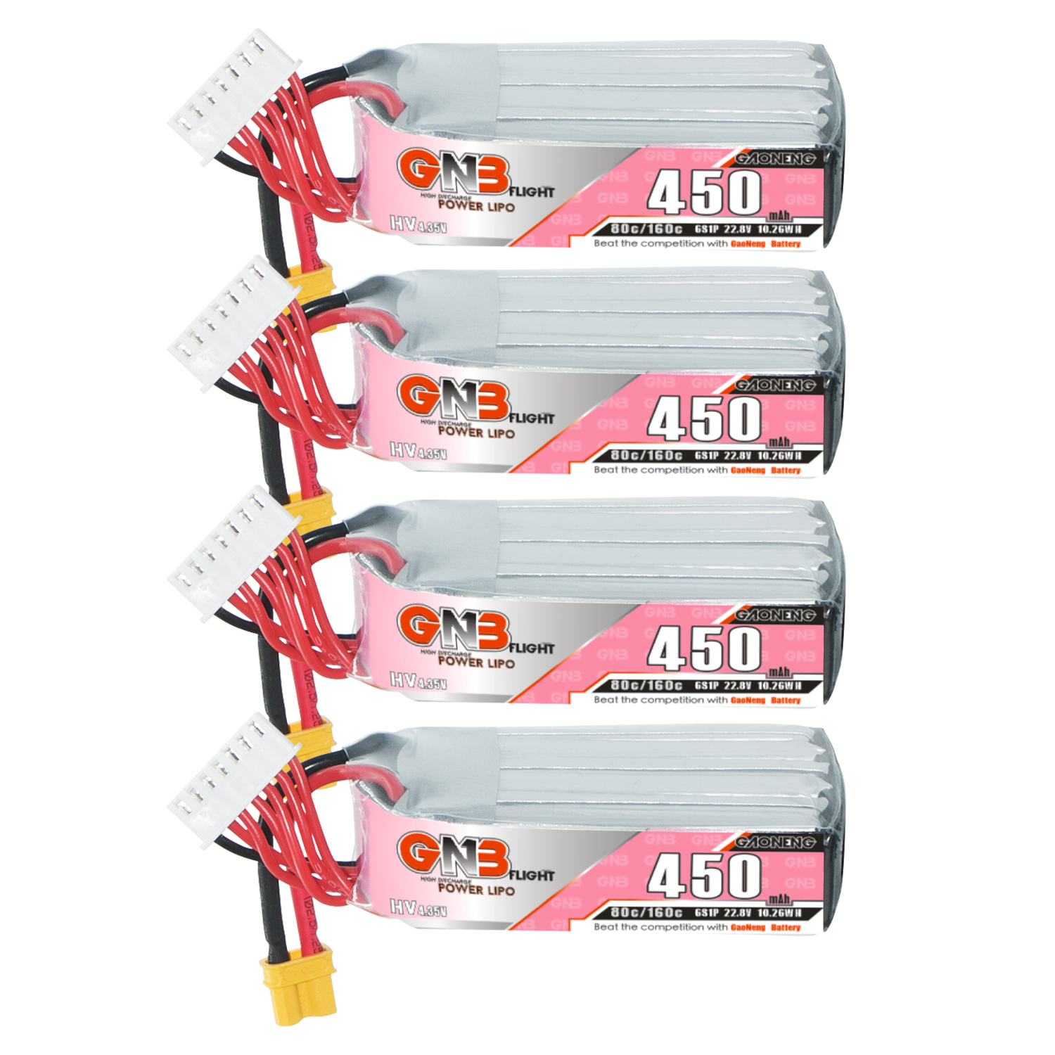 GAONENG GNB LiHV 6S 22.8V 450mAh 80C XT30 LiPo Battery Long Type