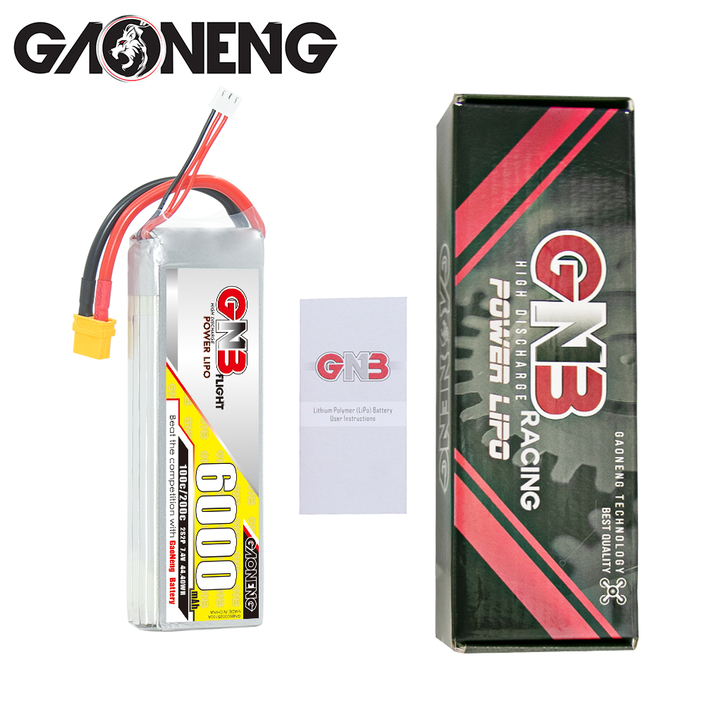 1PC - GAONENG GNB 2S 7.4V 6000mAh 100C LiPo Battery XT60
