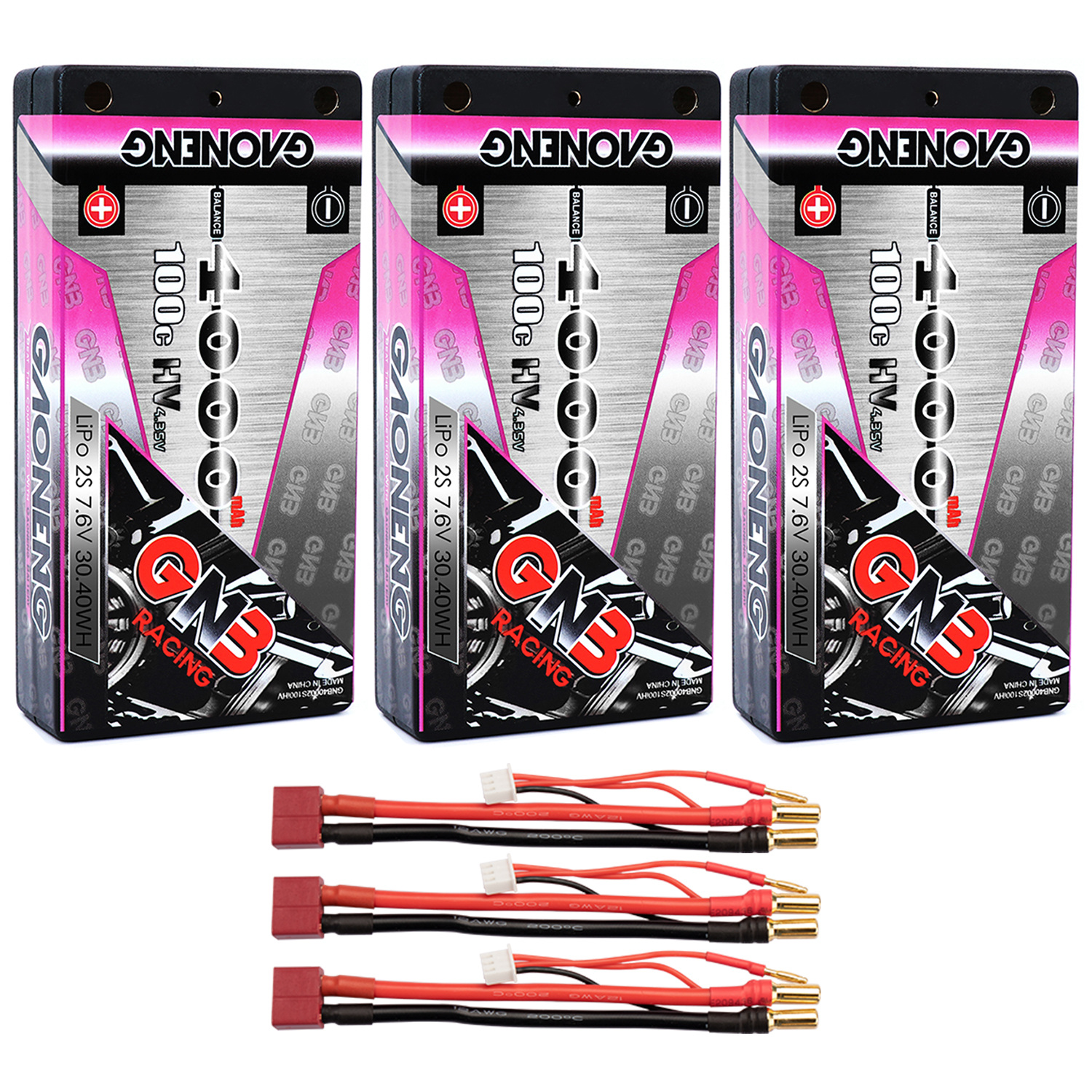 GAONENG GNB 2S 7.6V 4000mAh 100C LCG Shorty 4mm Bullet Hard Case LiPo Battery