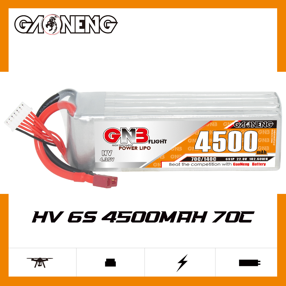GAONENG GNB LiHV 6S 22.8V 4500mAh 70C LiPo Battery T-PLUG