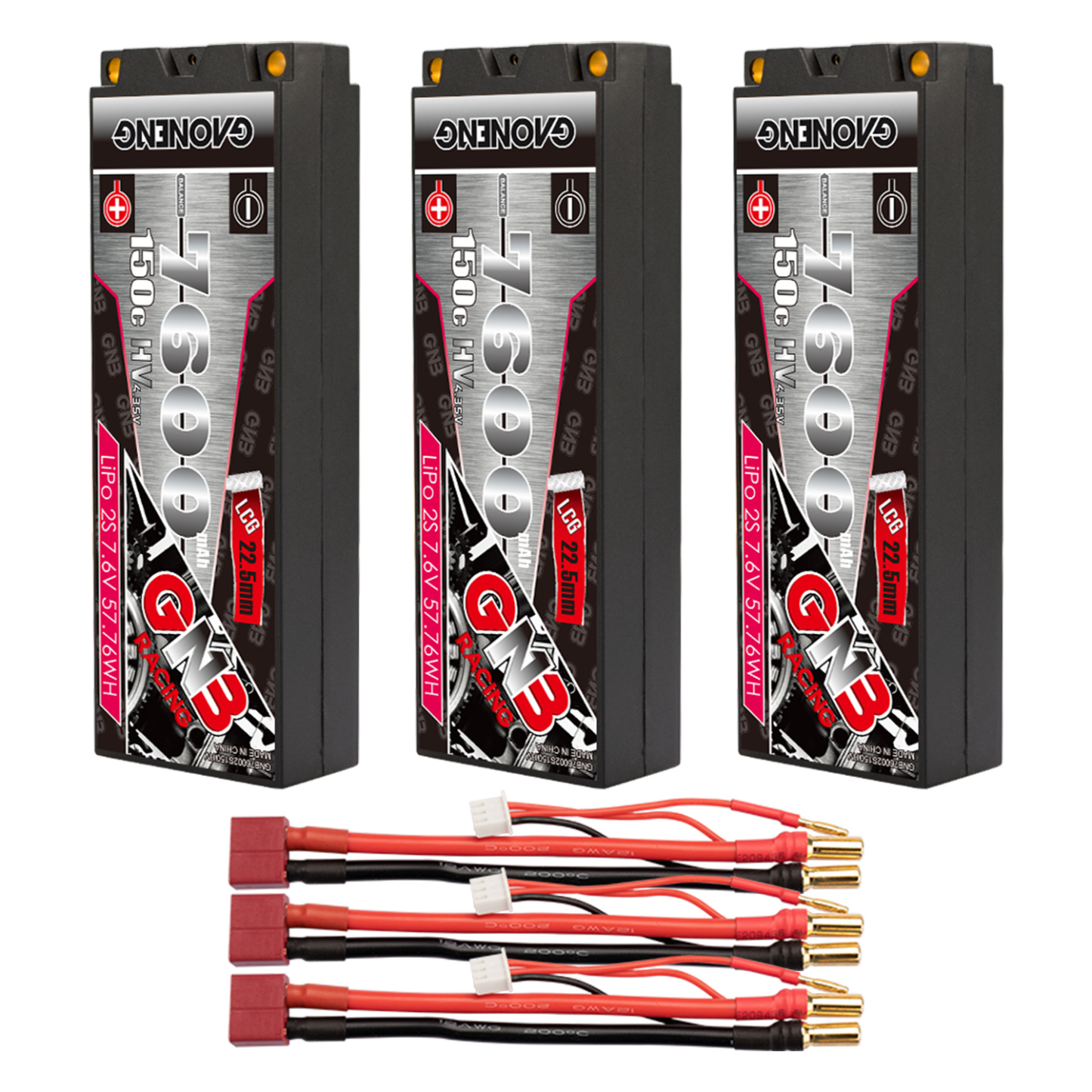 GAONENG GNB LiHV 2S 7.6V 7600mAh 150C LCG Hard Case LiPo Battery