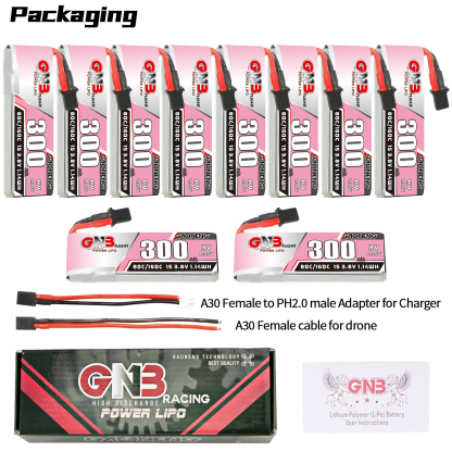 GAONENG GNB LiHV 1S 3.8V 300mAh 80C A30 Cabled LiPo Battery