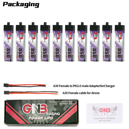 GAONENG GNB LiHV 1S 3.8V 850mAh 60C A30 Plastic Head LiPo Battery Long Range