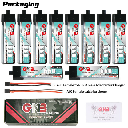 GAONENG GNB 1S 3.7V 550mAh 90C A30 Plastic Head LiPo Battery