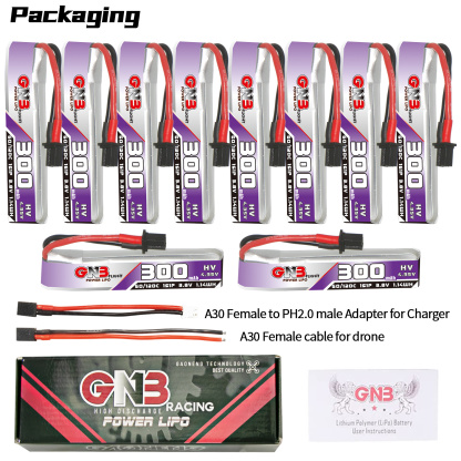 GAONENG GNB LiHV 1S 3.8V 300mAh 60C A30 Cabled LiPo Battery