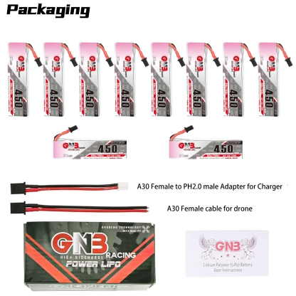GAONENG GNB LiHV 1S 3.8V 450mAh 80C A30 Cabled LiPo Battery