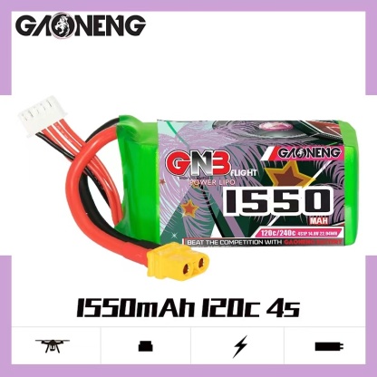 2PCS - GAONENG GNB 4S 14.8V 1550mAh 120C XT60 LiPo Battery