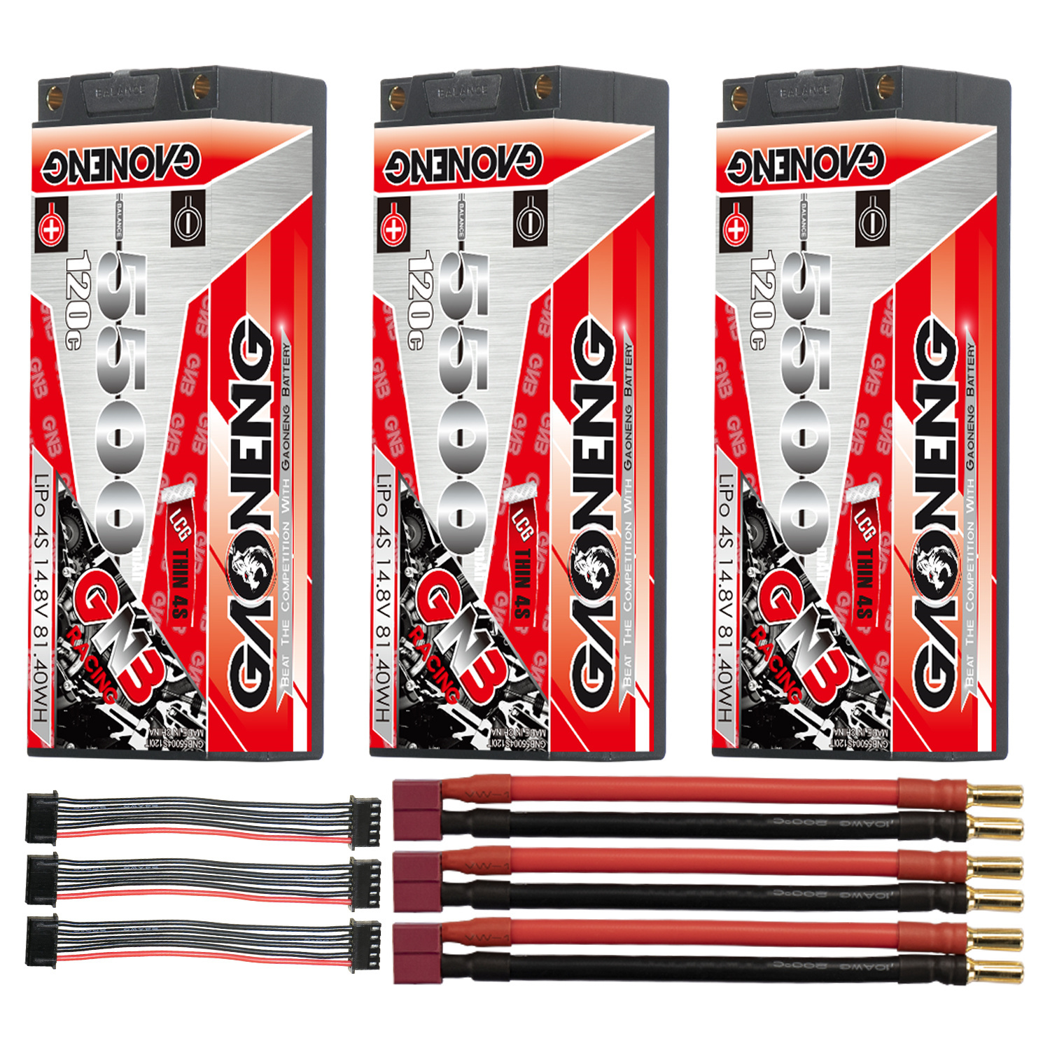 GAONENG GNB 4S 14.8V 5500mAh 120C 5mm Bullet Thin 4S LCG Hard Case LiPo Battery