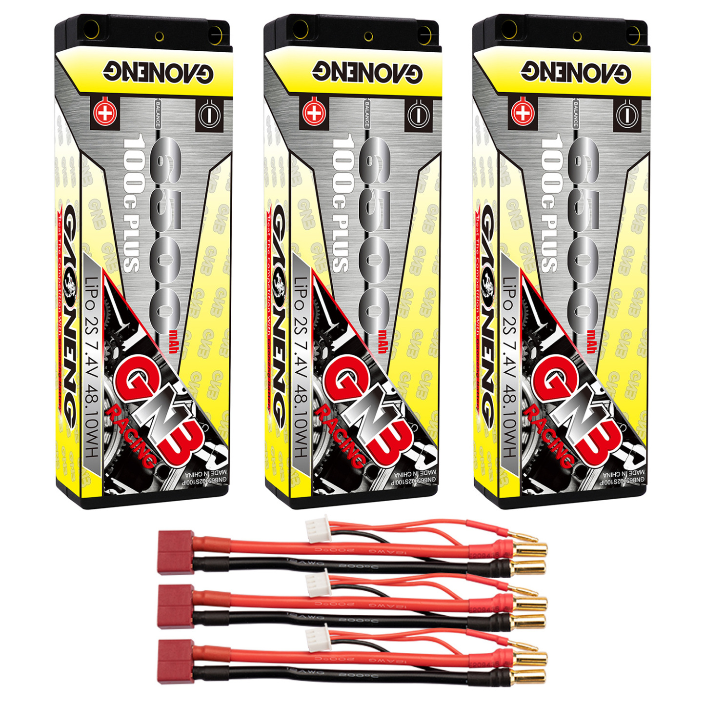 GAONENG GNB 2S 7.4V 6500mAh 100C 5mm Bullet Hard Case LiPo Battery