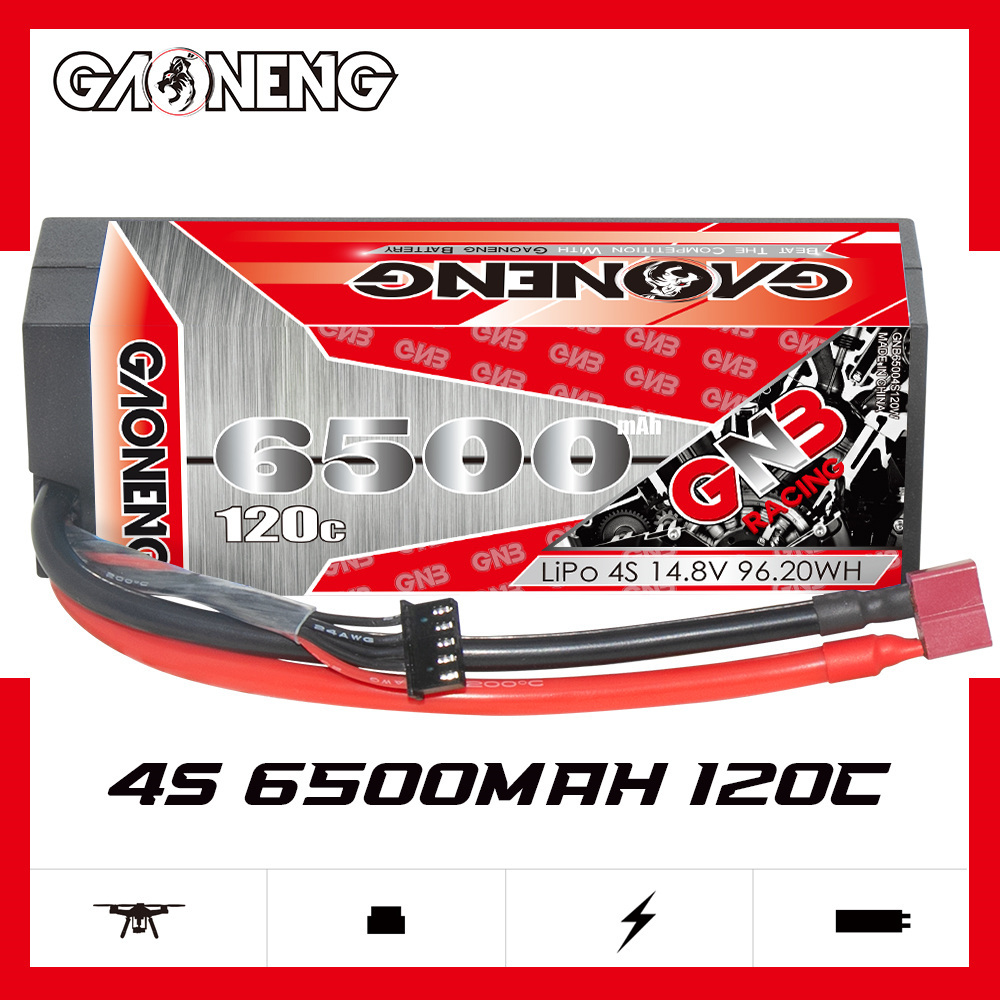 GAONENG GNB 4S 14.8V 6500mAh 120C Cabled Hard Case LiPo Battery T-PLUG