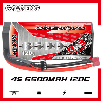 GAONENG GNB 4S 14.8V 6500mAh 120C Cabled Hard Case LiPo Battery T-PLUG