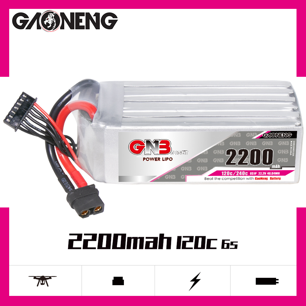 1PCS - GAONENG GNB 6S 22.2V 2200mAh 120C XT60 LiPo Battery