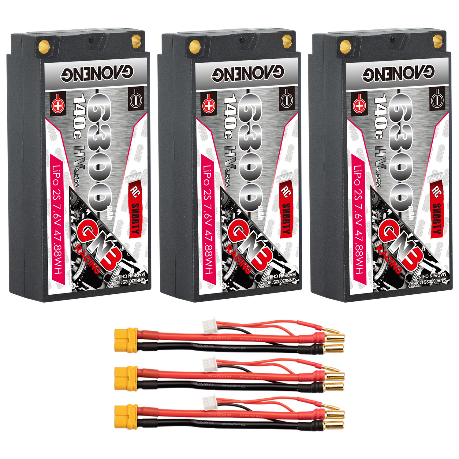 GAONENG GNB LiHV 2S 7.6V 6300mAh 140C Shorty 5mm Bullet Hard Case LiPo Battery