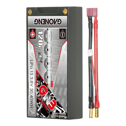 GAONENG GNB LiHV 1S 3.8V 8000mAh 120C 5mm Bullet Hard Case LiPo Battery
