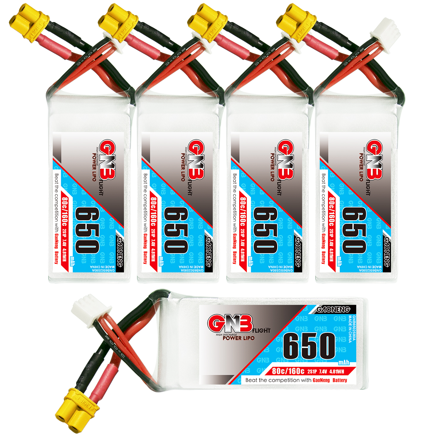 GAONENG GNB 2S 7.4V 650mAh 80C XT30 LiPo Battery