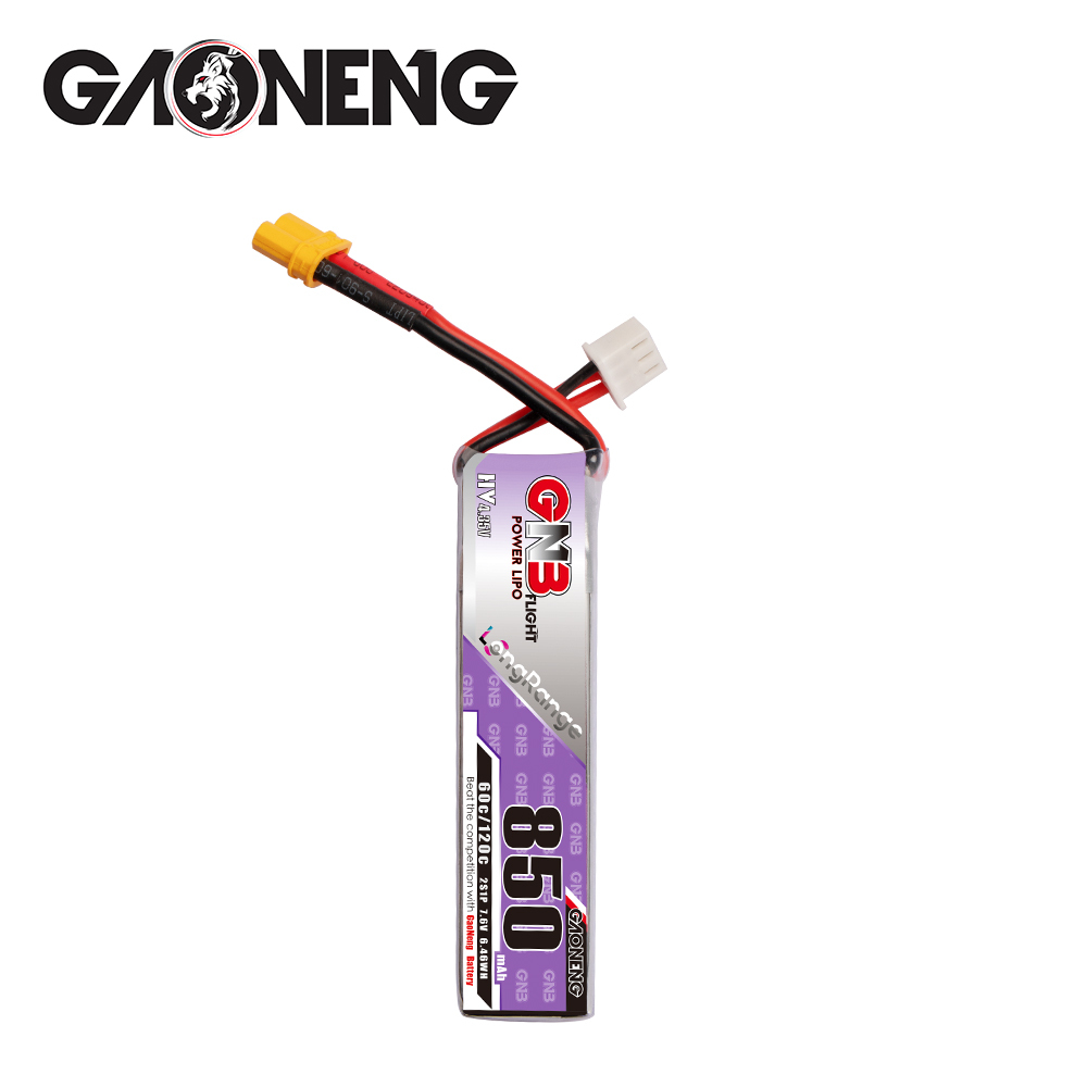 4PCS - GAONENG GNB LiHV 2S 7.6V 850mAh 60C XT30 LiPo Battery