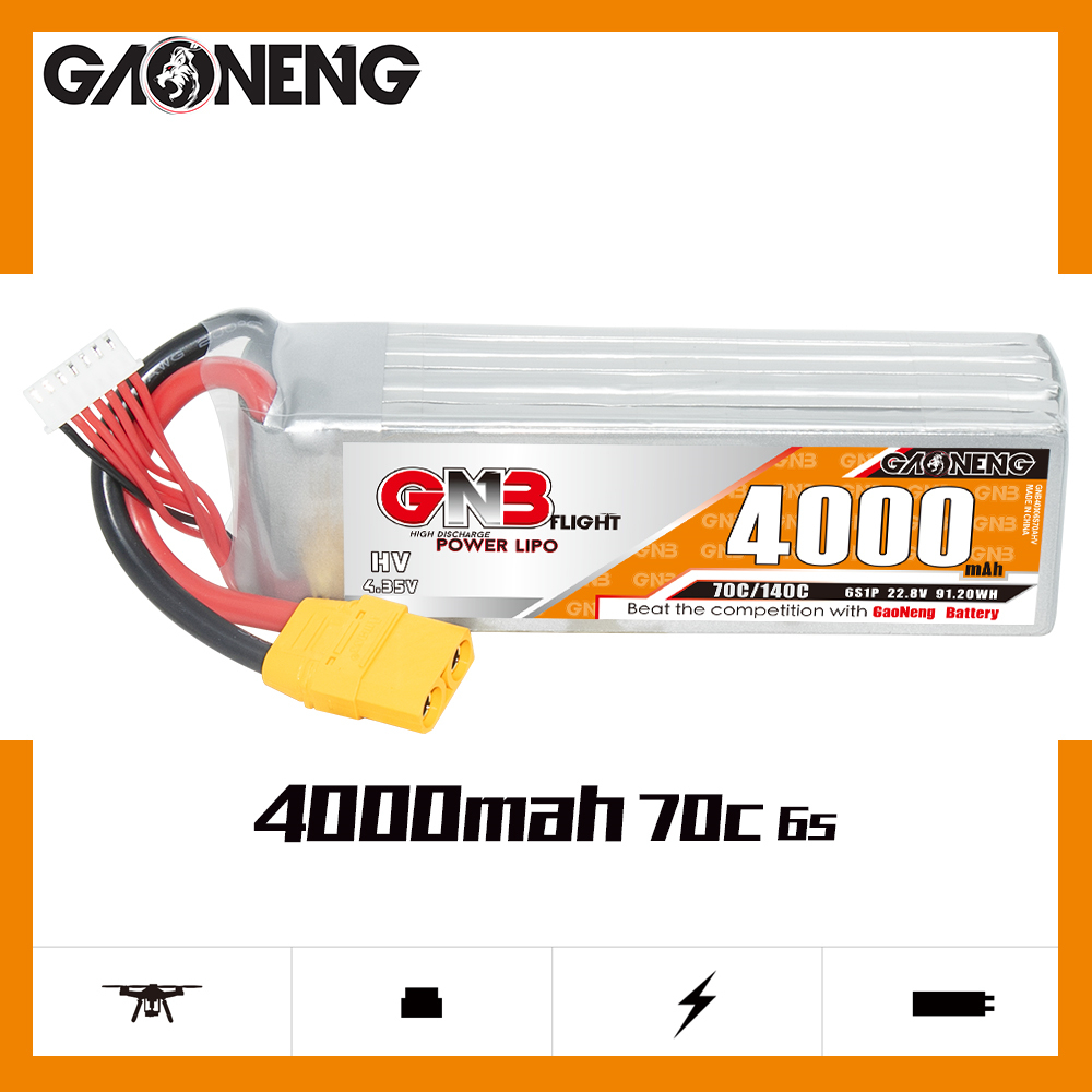 1PCS - GAONENG GNB LiHV 6S 22.8V 4000mAh 70C LiPo Battery XT90