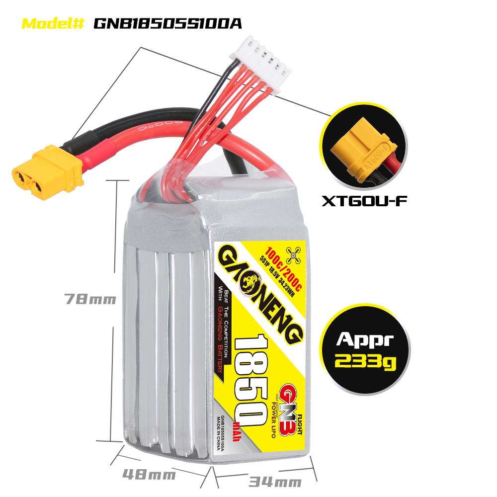 GAONENG GNB 5S 18.5V 1850mAh 100C XT60 LiPo Battery