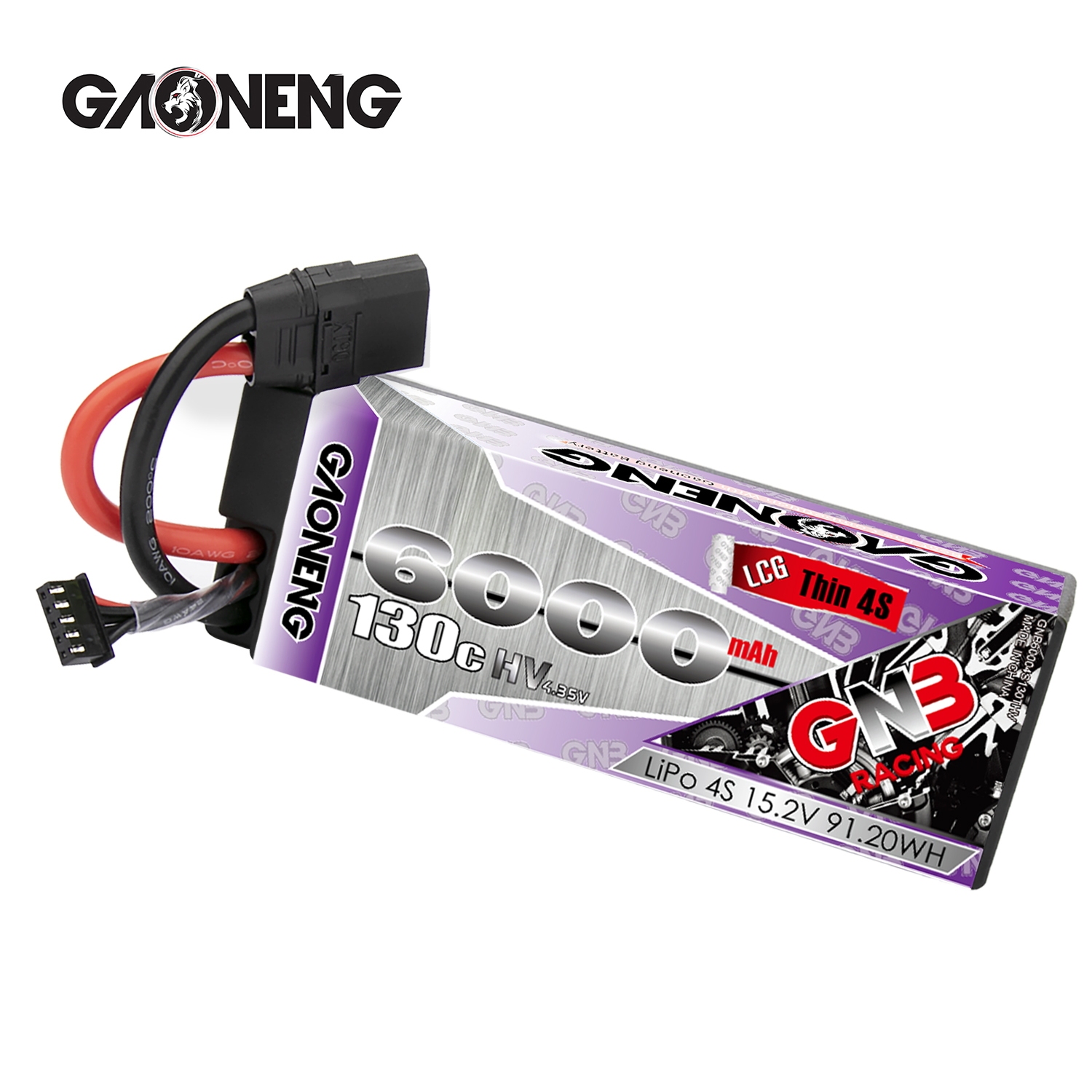 GAONENG GNB LiHV 4S 15.2V 6000mAh 130C LCG Cabled Hard Case LiPo Battery XT90