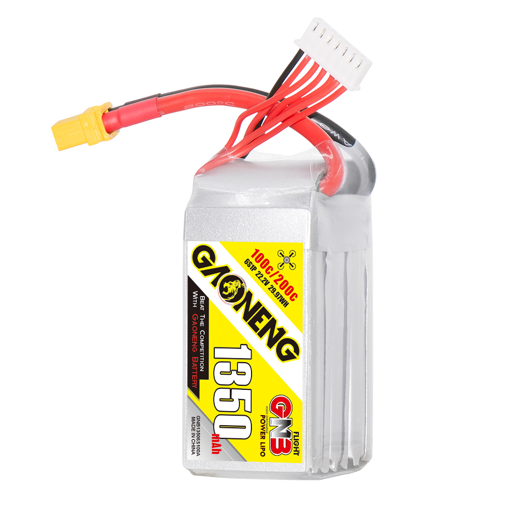2PCS - GAONENG GNB 6S 22.2V 1350mAh 100C XT60 LiPo Battery