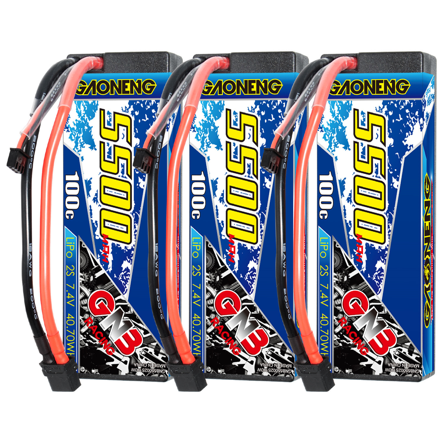 GAONENG GNB 2S 7.4V 5500mAh 100C Cabled Hard Case LiPo Battery XT60