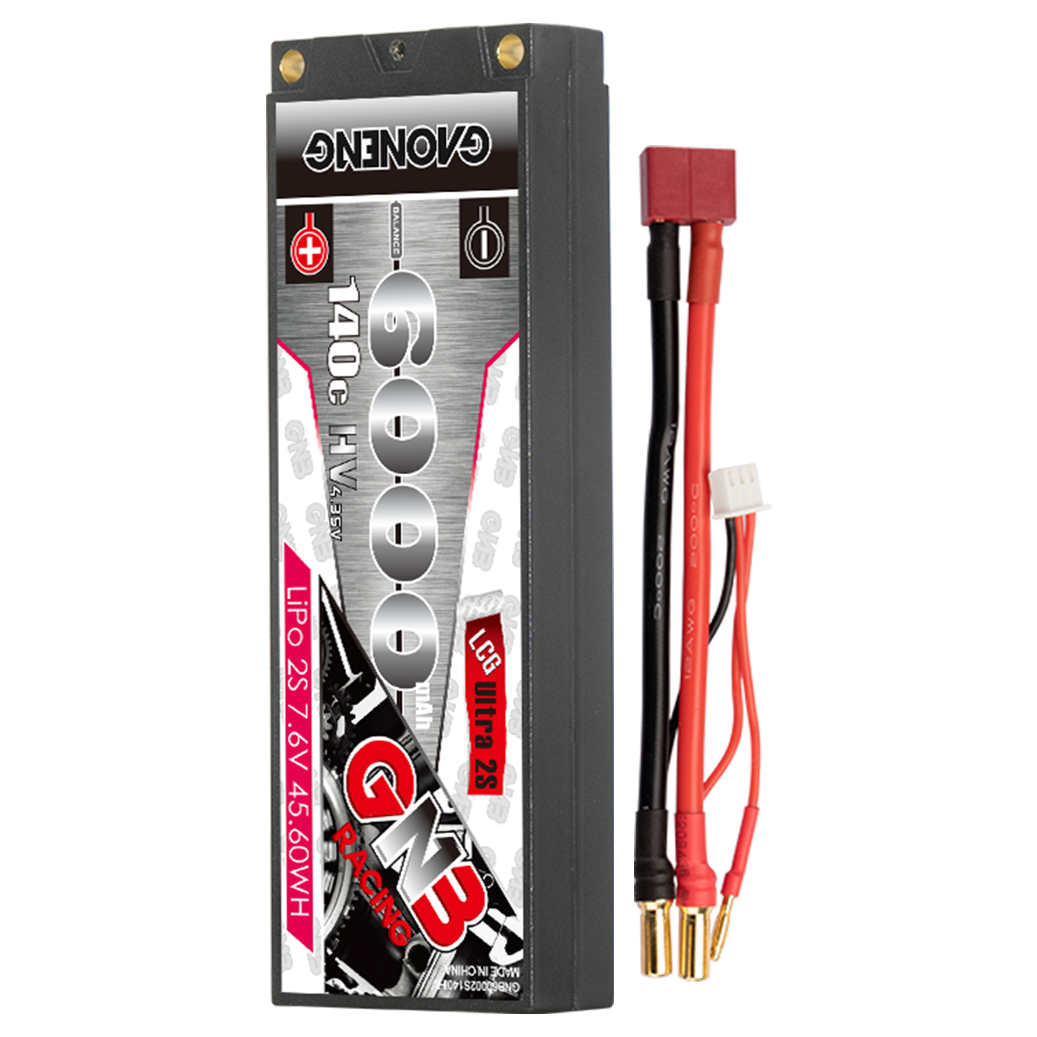 GAONENG GNB LiHV 2S 7.6V 6000mAh 140C 5mm Hard Case Ultra LCG LiPo Battery