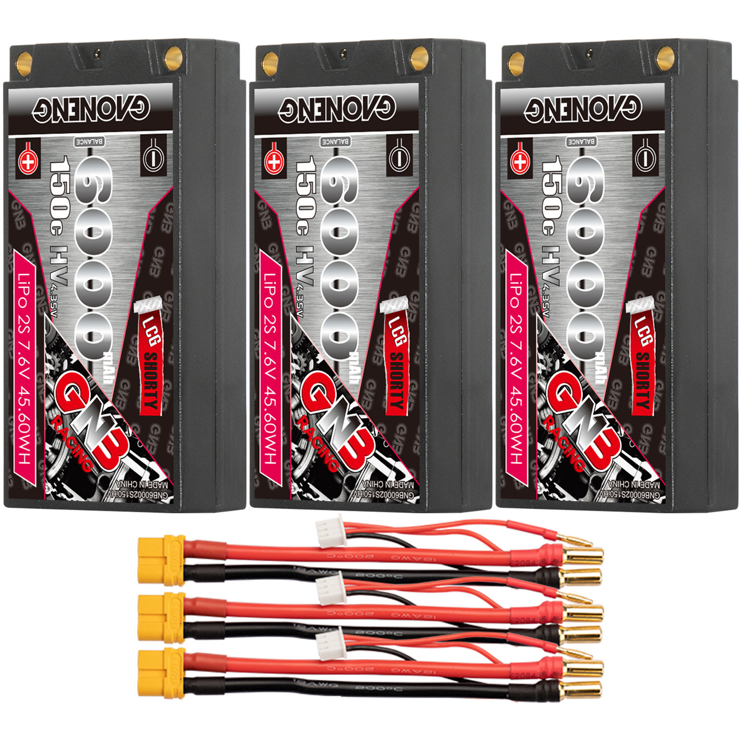 GAONENG GNB LiHV 2S 7.6V 6000mAh 150C LCG Shorty Pack 5mm Bullet Hard Case LiPo Battery