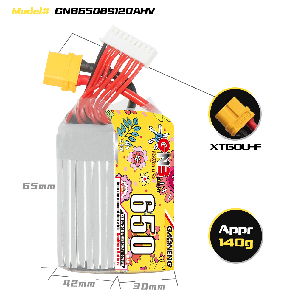 GAONENG GNB LiHV 8S 30.4V 650mAh 120C XT60 LiPo Battery