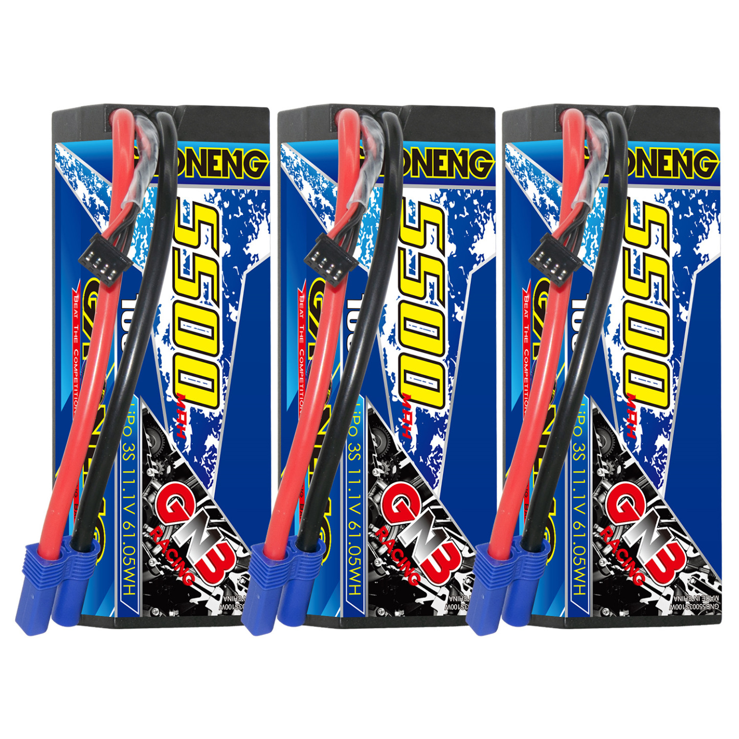 GAONENG GNB 3S 11.1V 5500mAh 100C Cabled Hard Case LiPo Battery EC5