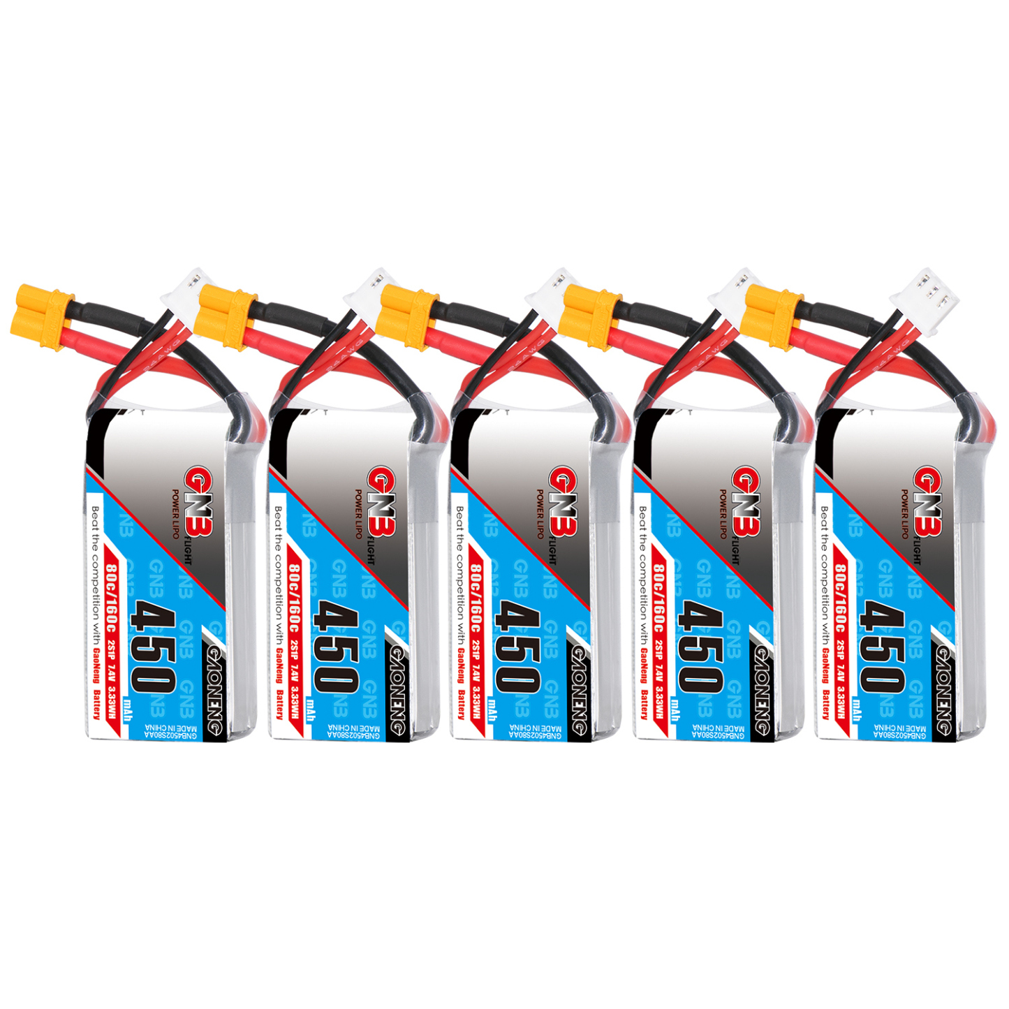 GAONENG GNB 2S 7.4V 450mAh 80C XT30 LiPo Battery Square Type