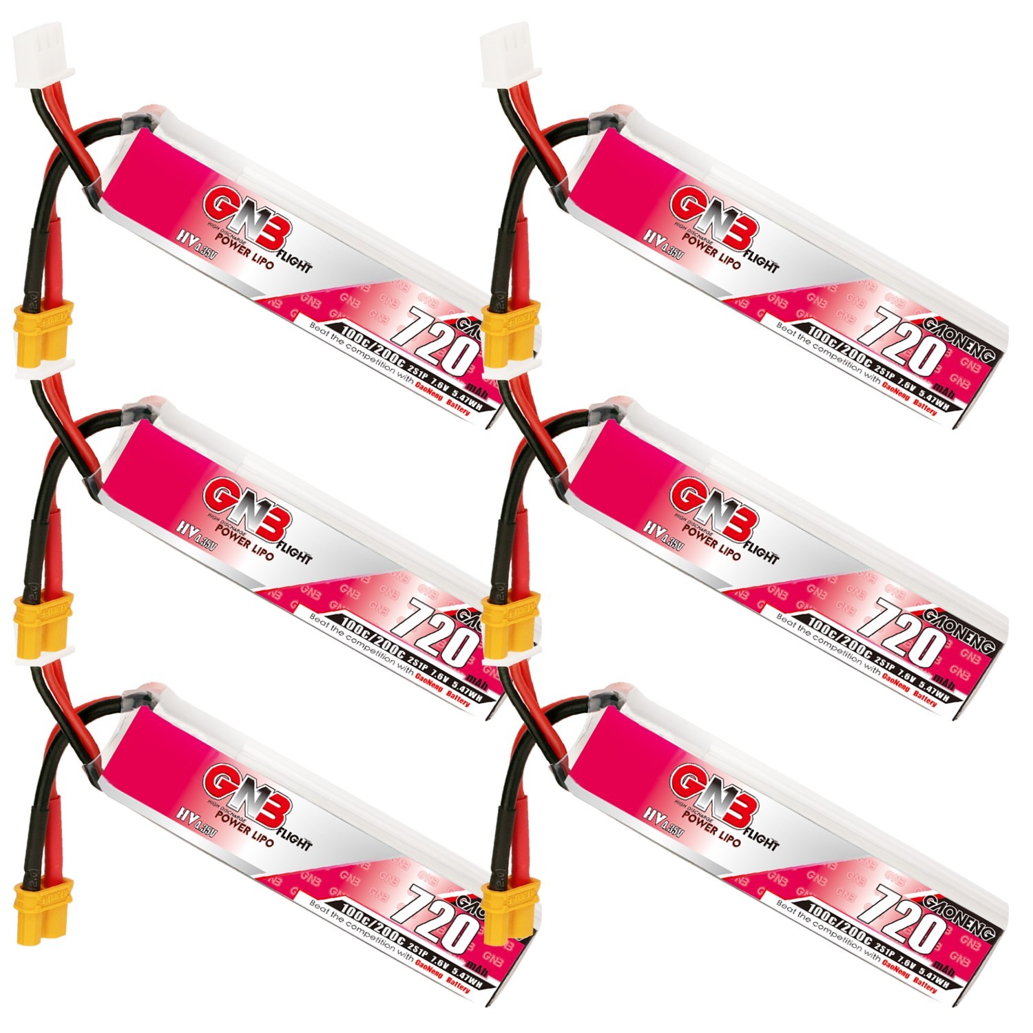 GAONENG GNB LiHV 2S 7.6V 720mAh 100C XT30 LiPo Battery