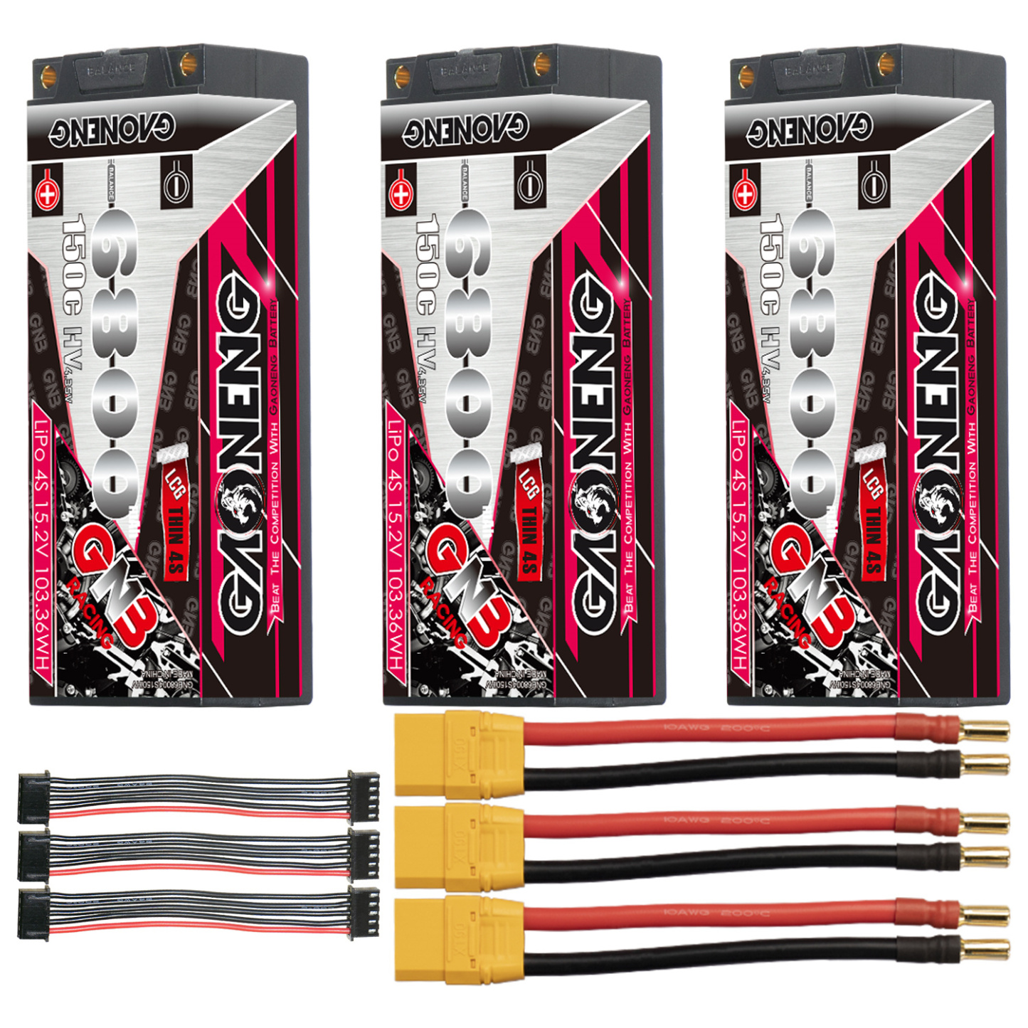 GAONENG GNB LiHV 4S 15.2V 6800mAh 150C 5mm Bullet LCG Thin 4S Hard Case LiPo Battery