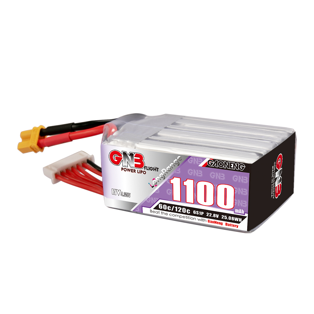 GAONENG GNB LiHV 6S 22.8V 1100mAh 60C XT30 LiPo Battery LongRange
